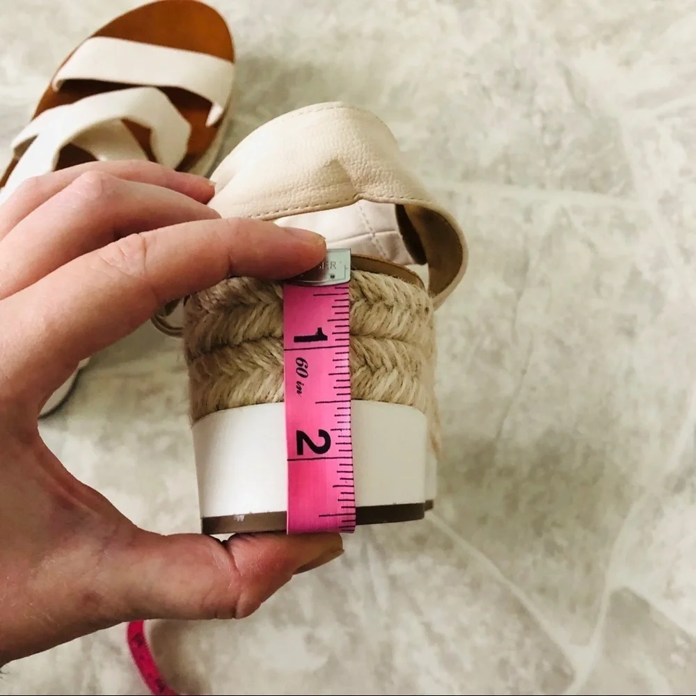 NWOT LUCKY BRAND leather platform espadrille cream sandals size 9.5